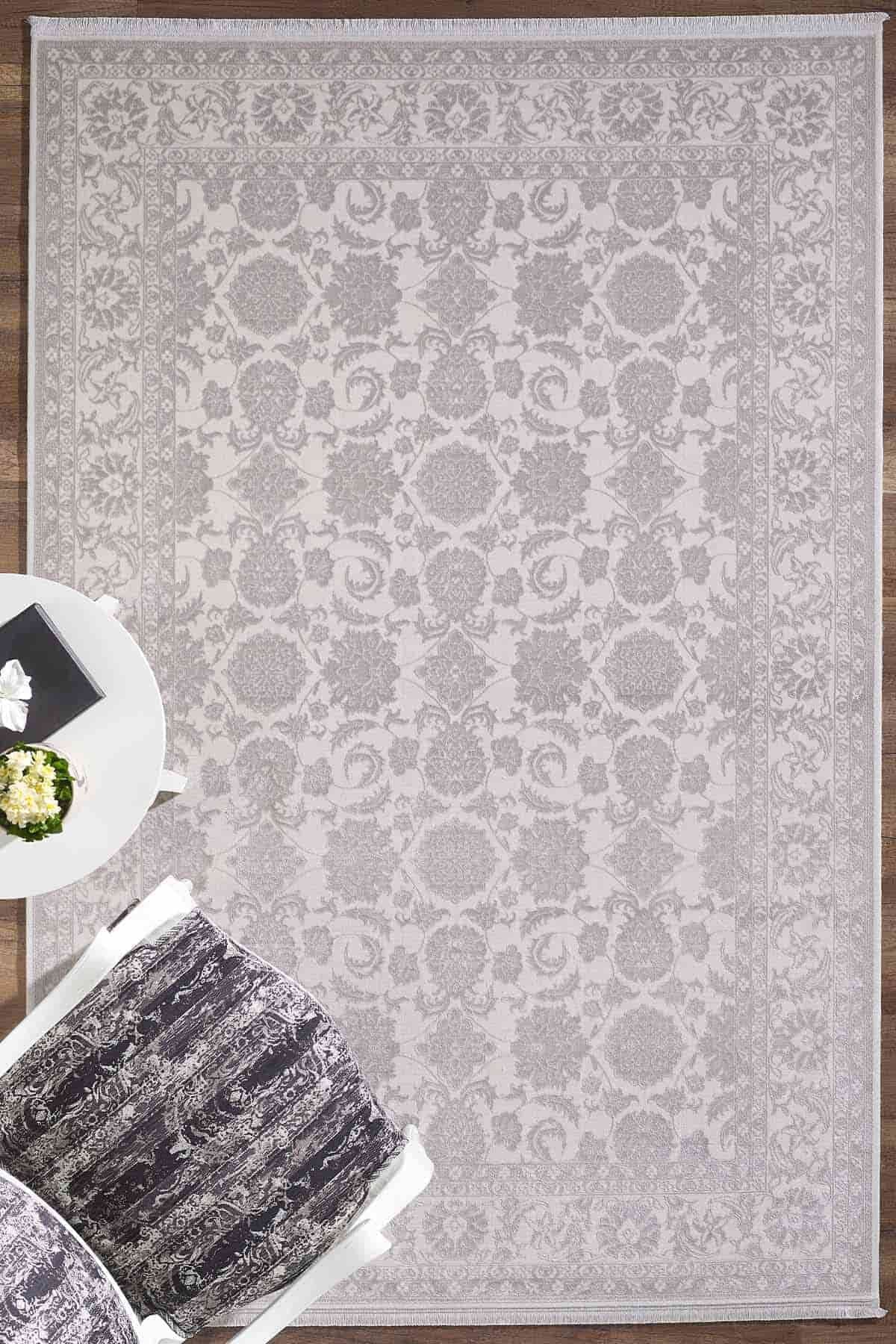 Esiliva 11309 Dikdörtgen Doğal İplik Makine Halısı 240X340 - Gri