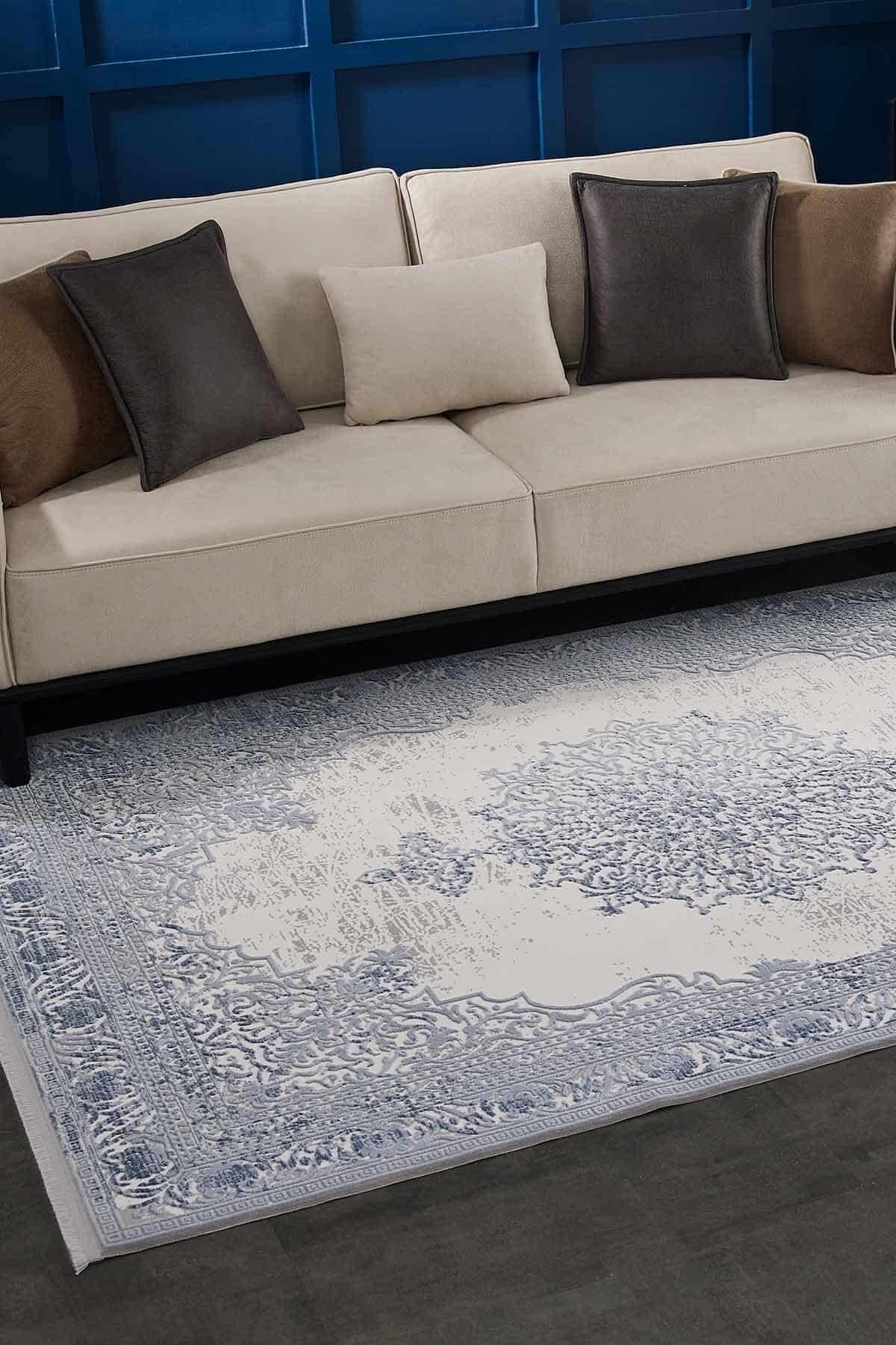 Carissa 11329 Dikdörtgen Akrilik Makine Halısı 100X200 - Mavi
